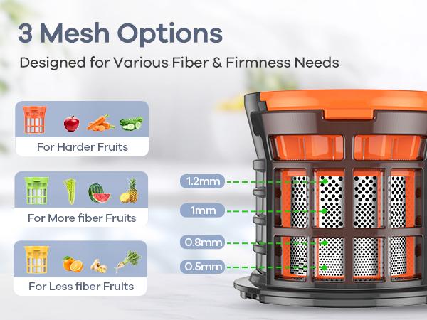 Syvio Juicer Machines Cold Press with 3 Detachable Filters 64 RPM Slow Masticating Technology Large Feed Chute Easy Clean BPA Free Silver