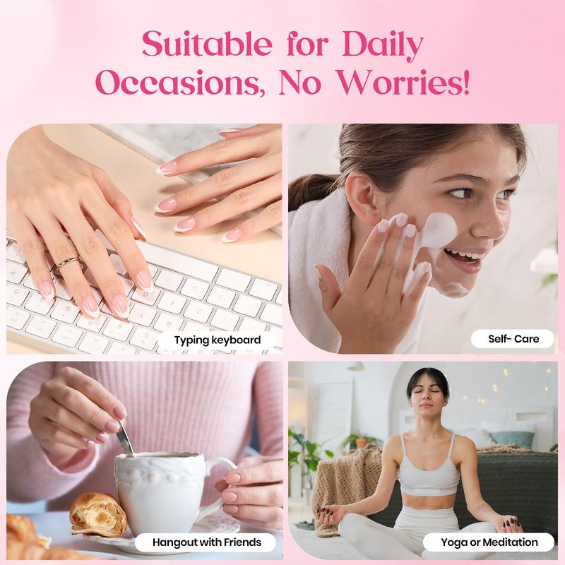 [Exclusive to TTS]Beetles Heart Glow French Tip Press On Nails 7 Colors Pink Glitter Red French Tip Nails Short Square Almond Fake Nail Tips,Soft Gel Nail False Nails,DIY Nail Art Salon Quality Manicure Valentine's Day Gift For Women