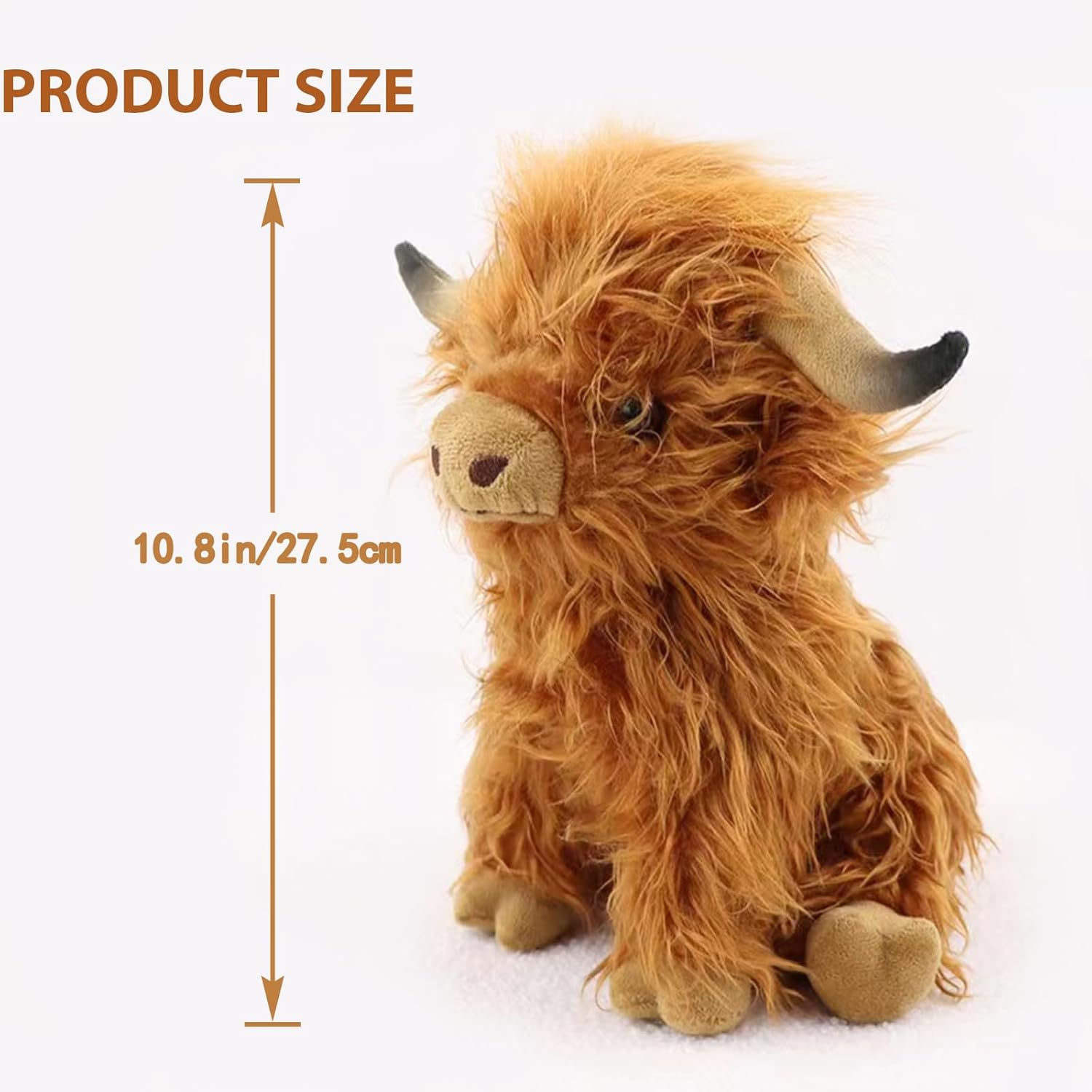 Highland Cow Stuffed Animal Cute Fluffy Cow Plush Figure Toys Realistic Scottish Cow Plush Toy Soft Farm Animal Cattle Plushie Doll Present for Adults Kids Boys Girls