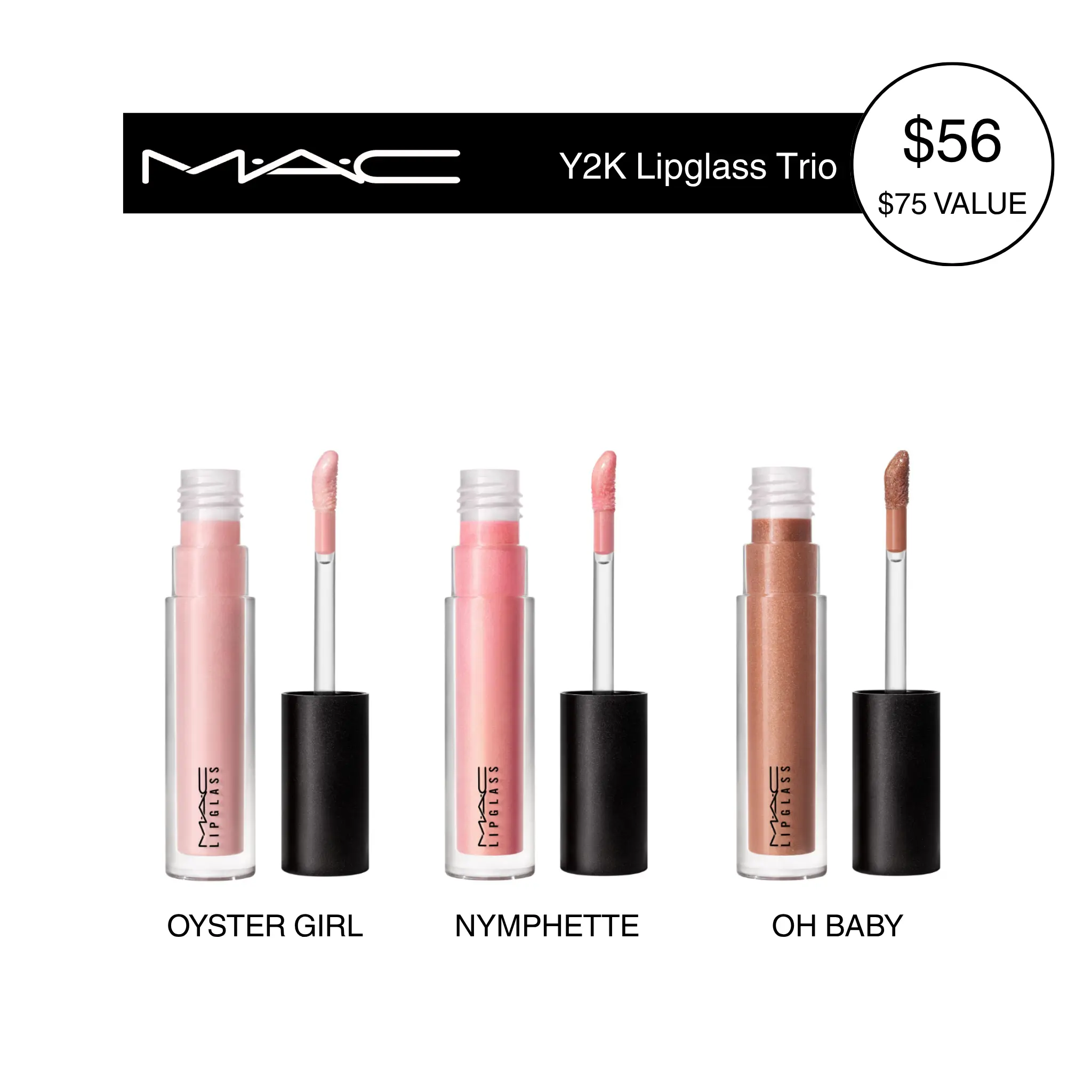 Y2K Lipglass Trio | High-Shine Glass Finish with Jojoba Oil, 3-piece Lip Gloss Set