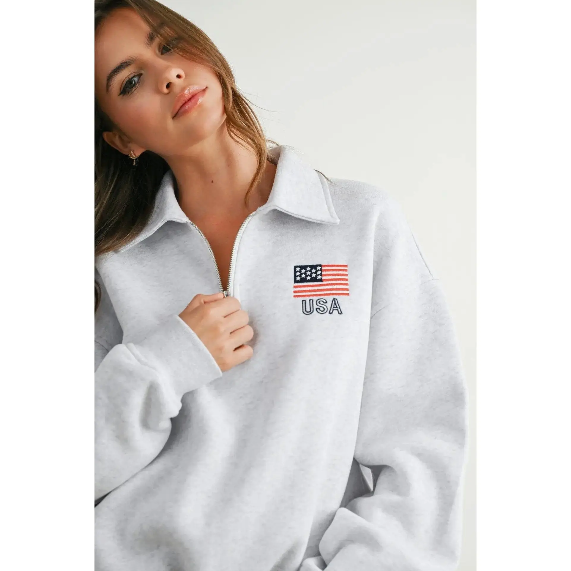 Stars & Stripes 3/4 Zip Sweatshirt