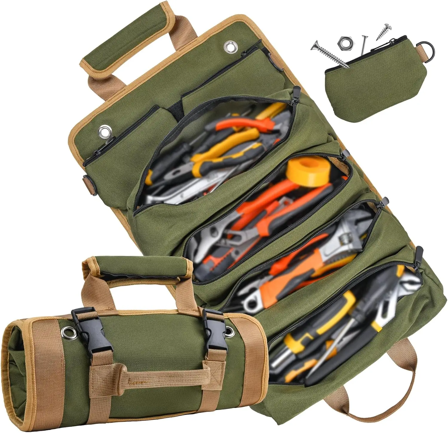 Tool Bag, Tool Bags for Men, Heavy Duty Tool Organizer, Portable Roll Up Tool Bag Gifts For Him, Mechanic, Electrician and Hobbyist, Car Tool Roll Organizer Tools Bag Tool Storage