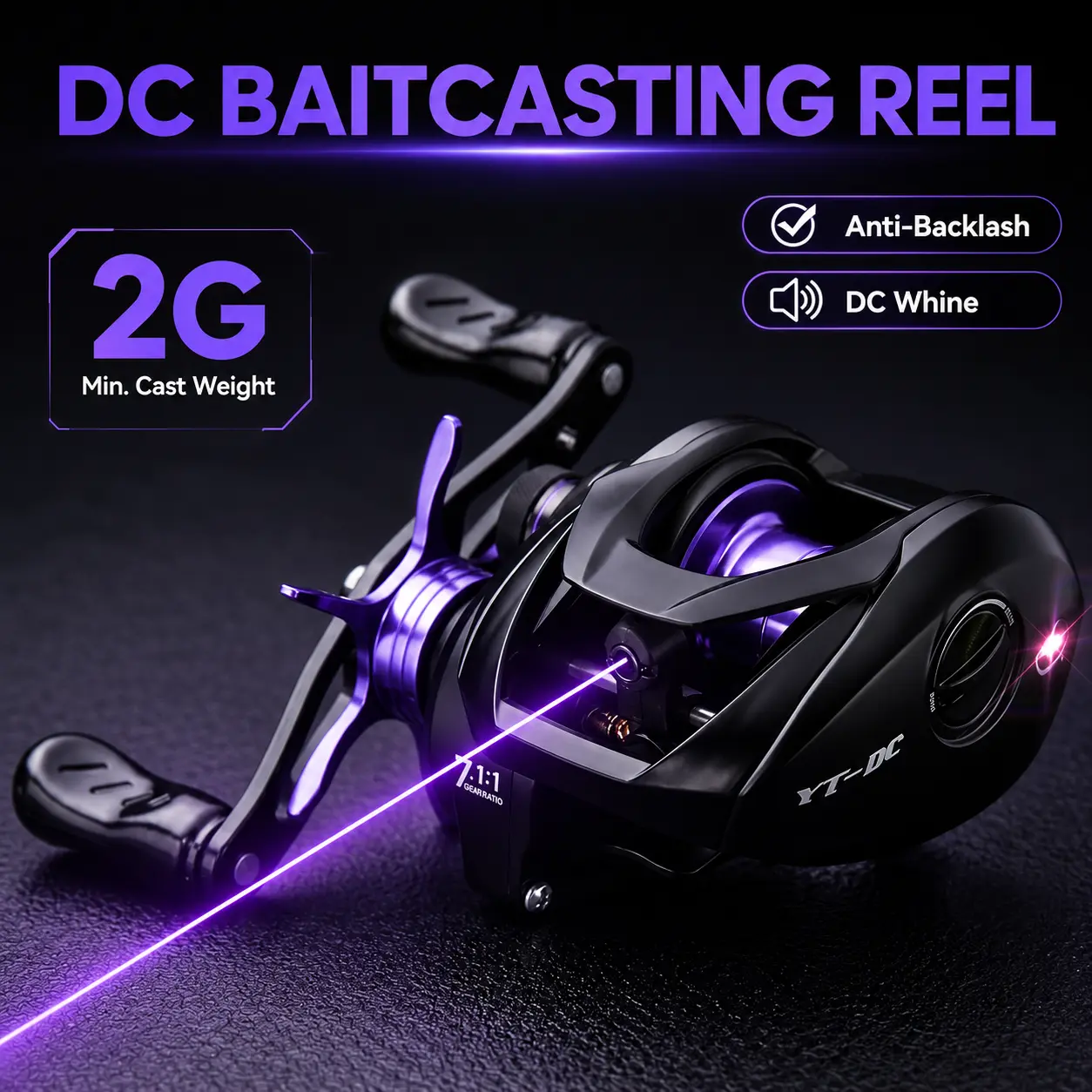 TRONMER YT-DC Smart Electronic Baitcasting Reel - Outdoor Fishing Supplies, 7.1:1 Gear Ratio, 2g Minimum Cast Weight, Anti-Backlash, DC Whine Sound, Light Lure Cast Reels for Micro Lures, Outdoors Reel, Micro Swim Lure Reels