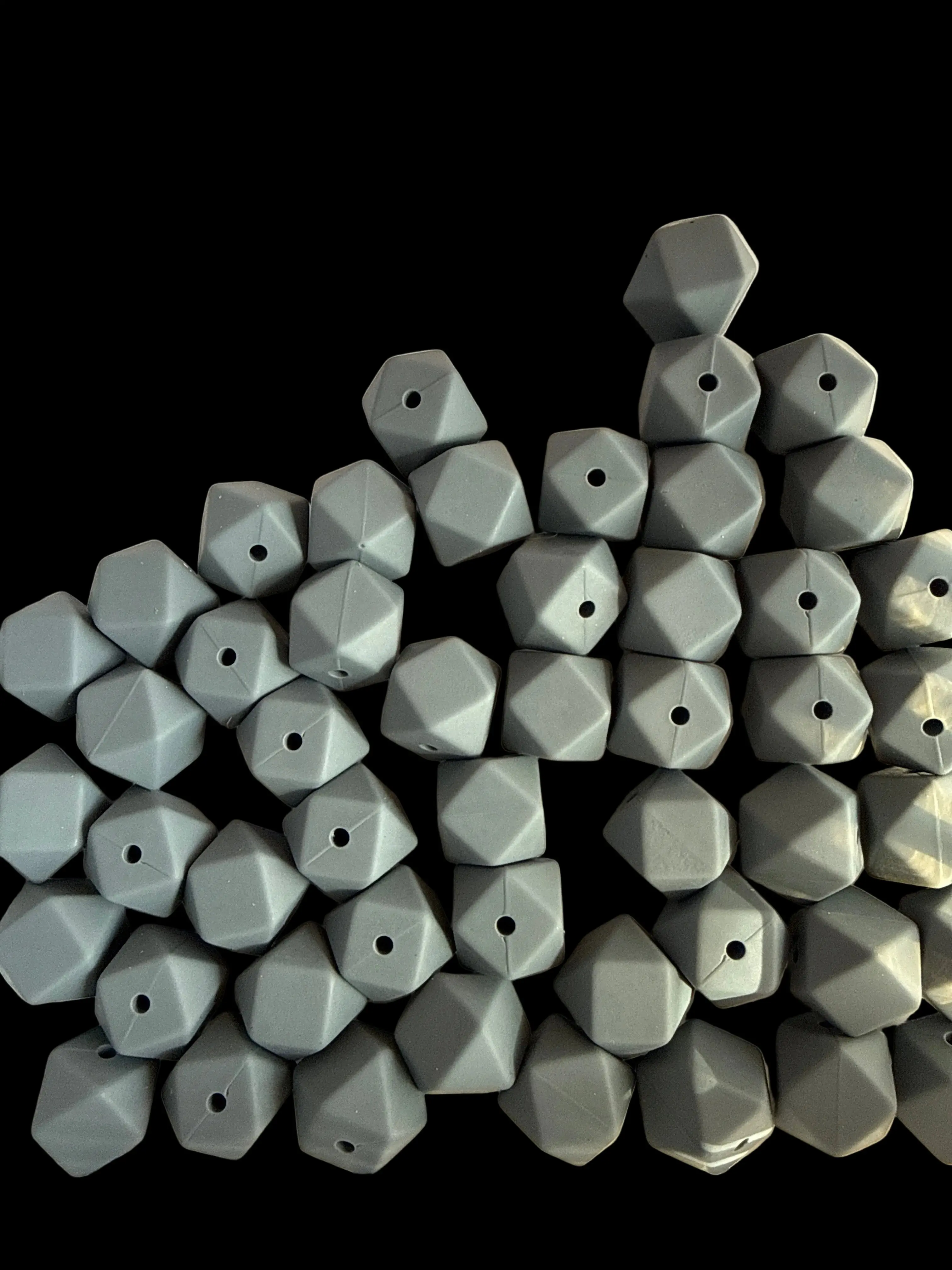 SILB35- (10PCS) 18mm Hexagon GRAY Color SILICONE beads for DIY