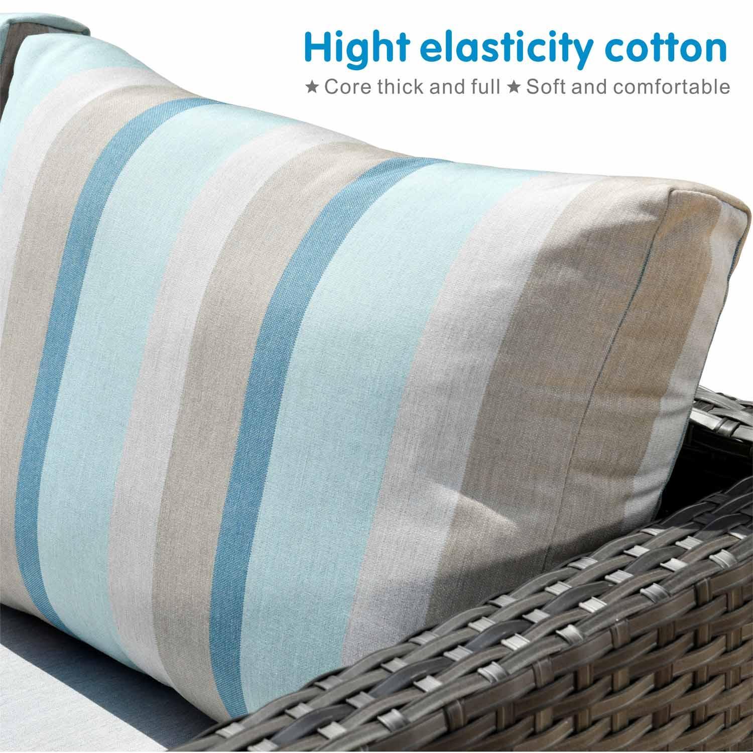 Ovios Outdoor Furniture Bigger Size 9-Piece with Grey Sunbrella, Fully Assembled, King Series, with 2 Chairs