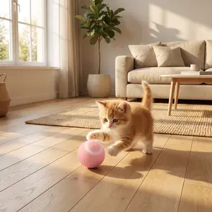 Cat Toy Self-Rolling Cat Ball - Interactive Automatic Bouncing Toy with USB Charging, Built-in Battery for Indoor Cats