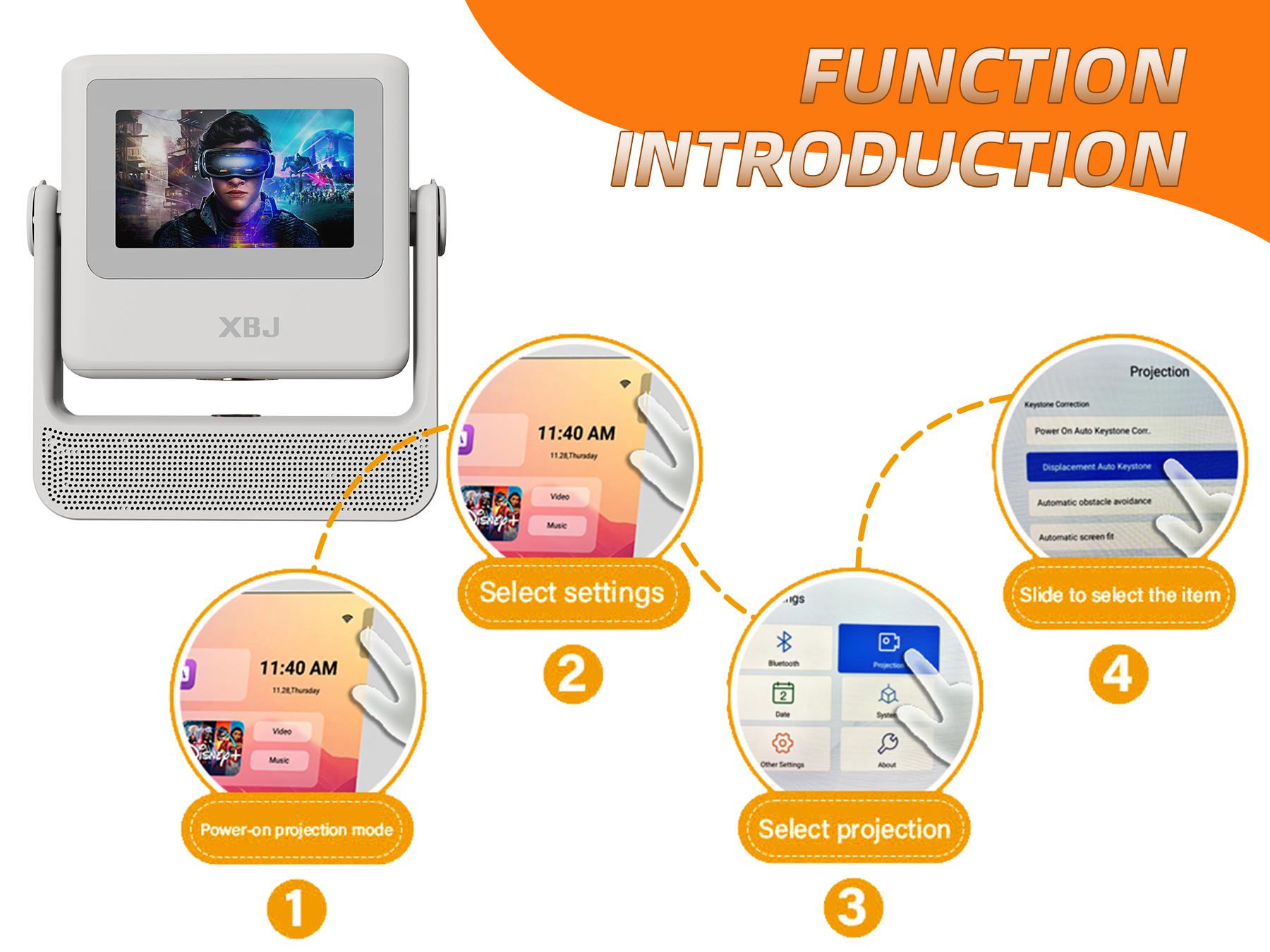 Touch Screen Portable Projector [Auto Focus/350 ANSI/Native 1080P/Support 4K] A5PRO Smart Movie Projector with Touchpad, Wifi 6, Bluetooth, 180° Stand, 300 ''Display, for Outdoor/Indoor/Gaming