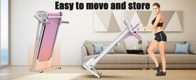 LIVIVOX  7.5 MPH  Foldable Walkable walking Treadmill with Handle，Remote Control ，Wheels for Easy Moving，265lbs Weight Capacity  Outdoorfun Home Gym Fitness Equipment Workout  Calories， Ideal for home/office,apartment ,incline pink treadmill