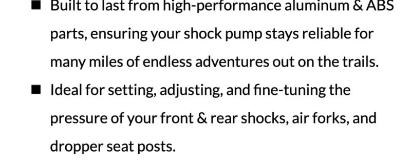 ShockPro™ Mountain Bike Shock Pump with Gauge - 300 PSI