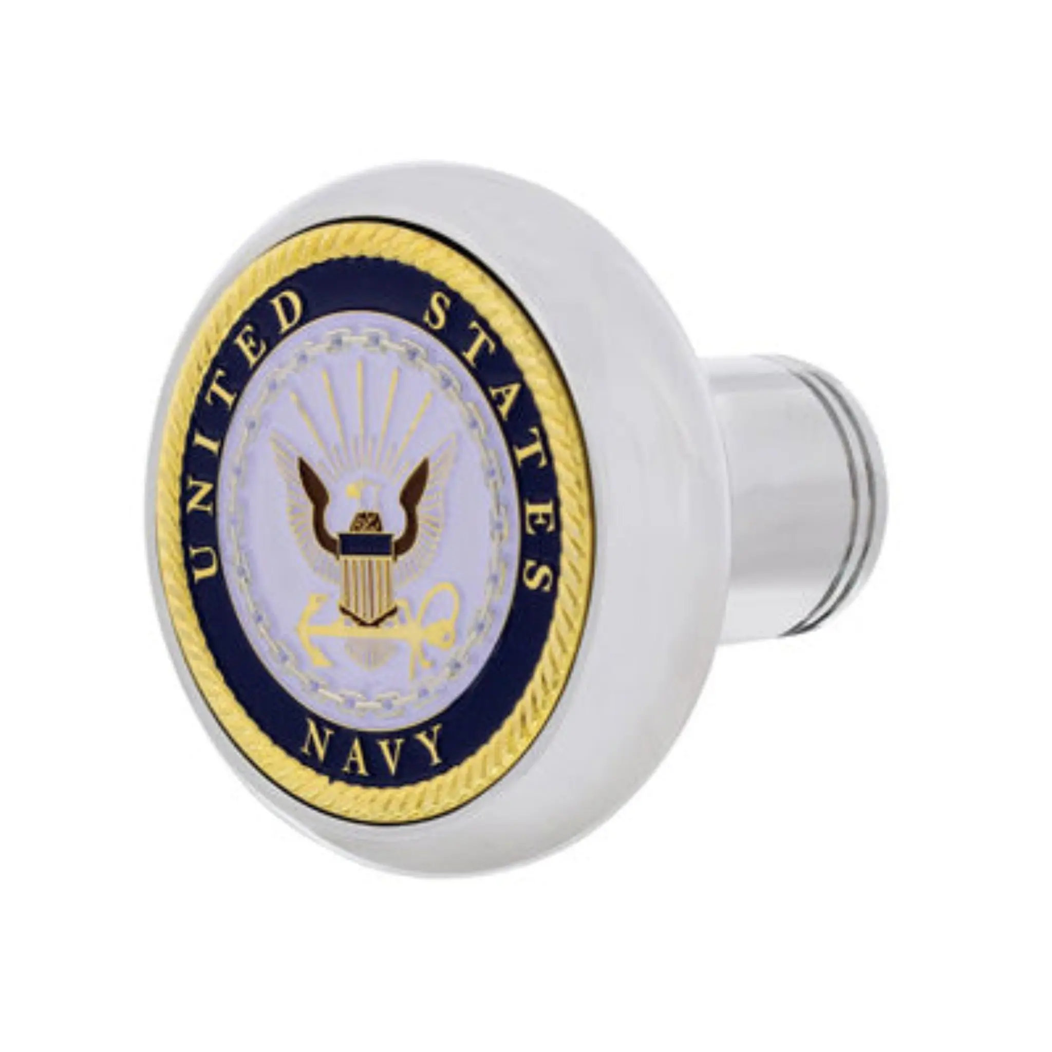United Pacific Navy Deluxe Military Medallion Air Valve Knob, Polished Finish