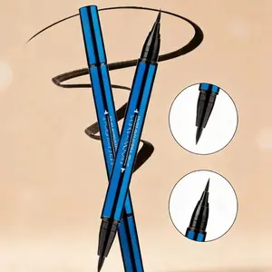 [New Arrival] MINISO Dual-Ended Liquid Eyeliner Pen 01 Black, Ultra-Fine & Thick Tip, Long-Lasting Waterproof Smudge-Proof, High Pigment Eye Makeup Tool for Daily Party Cosplay Ideal Gift for Girls Women Makeup Lovers