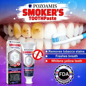 Professional Smokers Whitening Toothpaste, Advanced Yellow Stain Remover for Coffee & Tea Marks, Deep Cleaning Enamel Safe Formula, Instant Fresh Breath Technology, Daily Oral Hygiene Cleanser Cleansing Antibacterial Brush Coconut Foam Repair Scent Brush