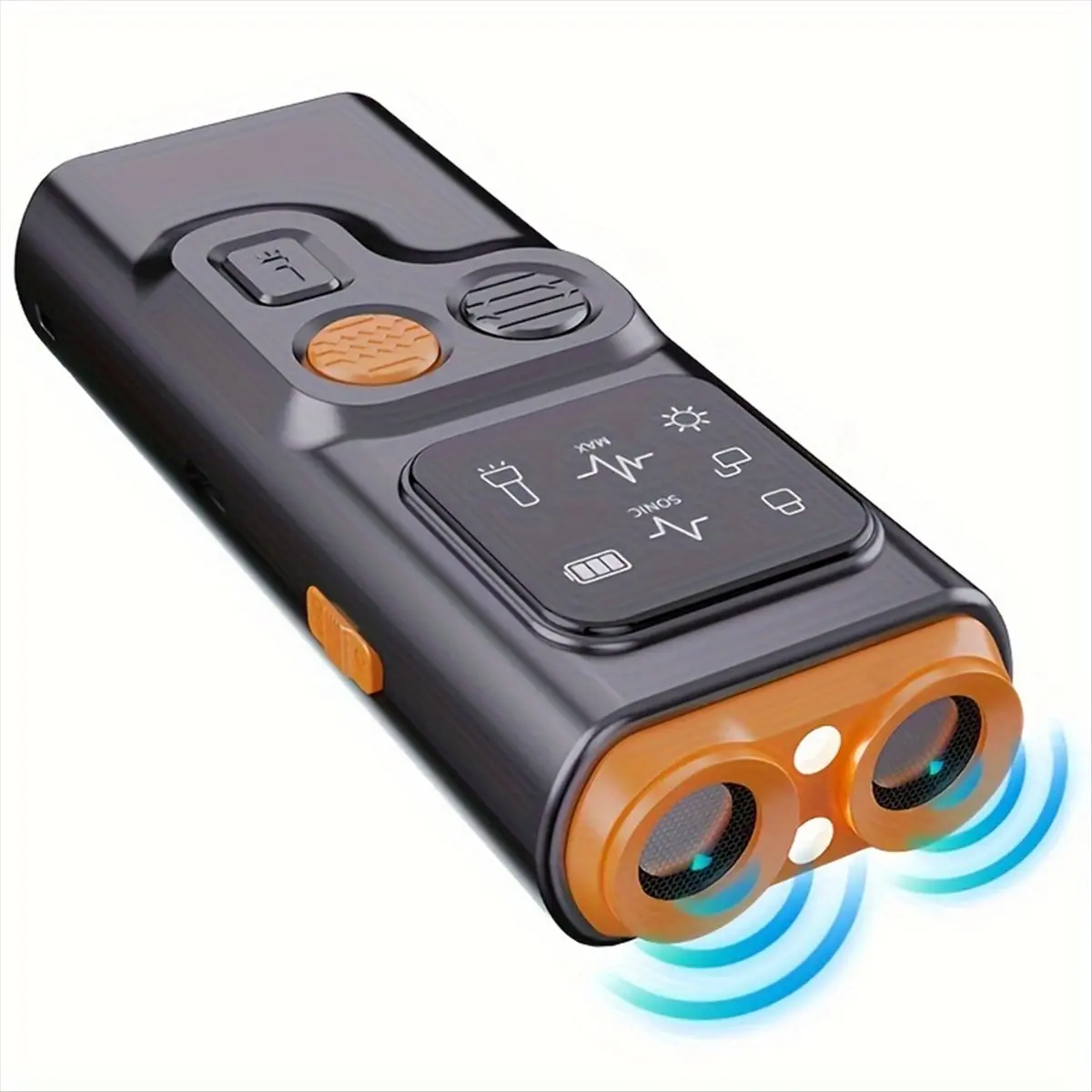 Plastic USB Rechargeable Sonic Dog Barking Deterrent - Dual Ultrasonic Emitter, High-Frequency LED Flashlight, Easy Hang Design, IPX4 Waterproof Car Exterior Accessory Decoration for Outdoor, Indoor Home Use, All Seasons, Device