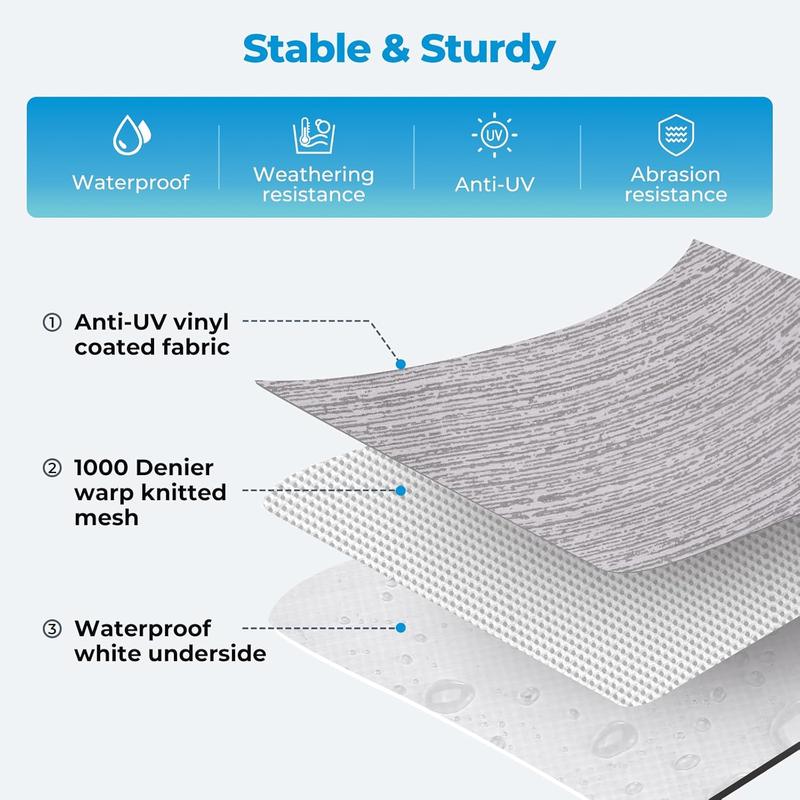 TSUMBAY RV Awning Fabric Replacement, 18.5oz Heavy-Duty Weatherproof Anti-UV Vinyl Awning Fabric for Outdoor Camper & Trailer and Motorhome 16'(Fabric 15'2"), Gray Fade