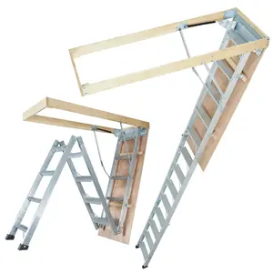【FathersDayGift】VEVOR Attic Ladder Foldable,  , 350-pound Capacity, 22.5" x 63", Multi-Purpose Aluminium Extension, Lightweight and Portable, Fits 9.5'-12' Ceiling Heights, Convenient Access to Your Attic Standard