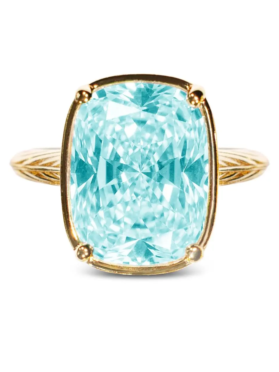 Sterling Silver Elongated Cushion Aquamarine CZ Cocktail Ring