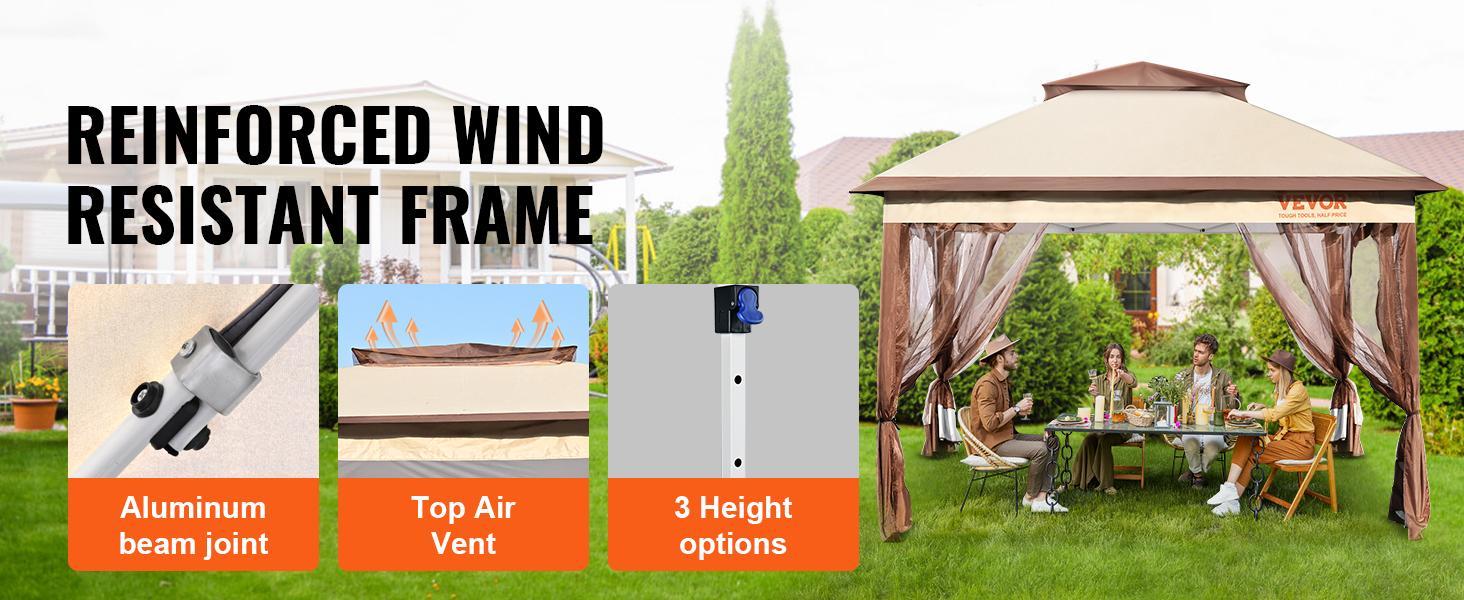 VEVOR Outdoor Canopy Gazebo Tent, TikTokShopBlackFriday, Portable Canopy Shelter with Large Shade Space,  Mosquito Netting & 4 Sandbags for Party, Backyard, Patio Lawn and Garden