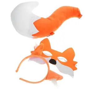 Cosplay Fox Costume Tail Ear Outfit Accessories Non-woven Fabric Mask Decor