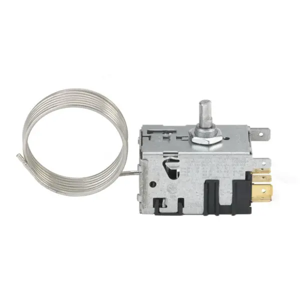 Danfoss 077B7339 Thermostat Refrigerators Automatic Defrost control 077B6909 Cold Cut-in 41.0F Cold cut-out 10.4F Warm Cut-in 41.0F Warm Cut-out 22.46F Capillary tube length 47.2in  B6 (Industrial Pack)