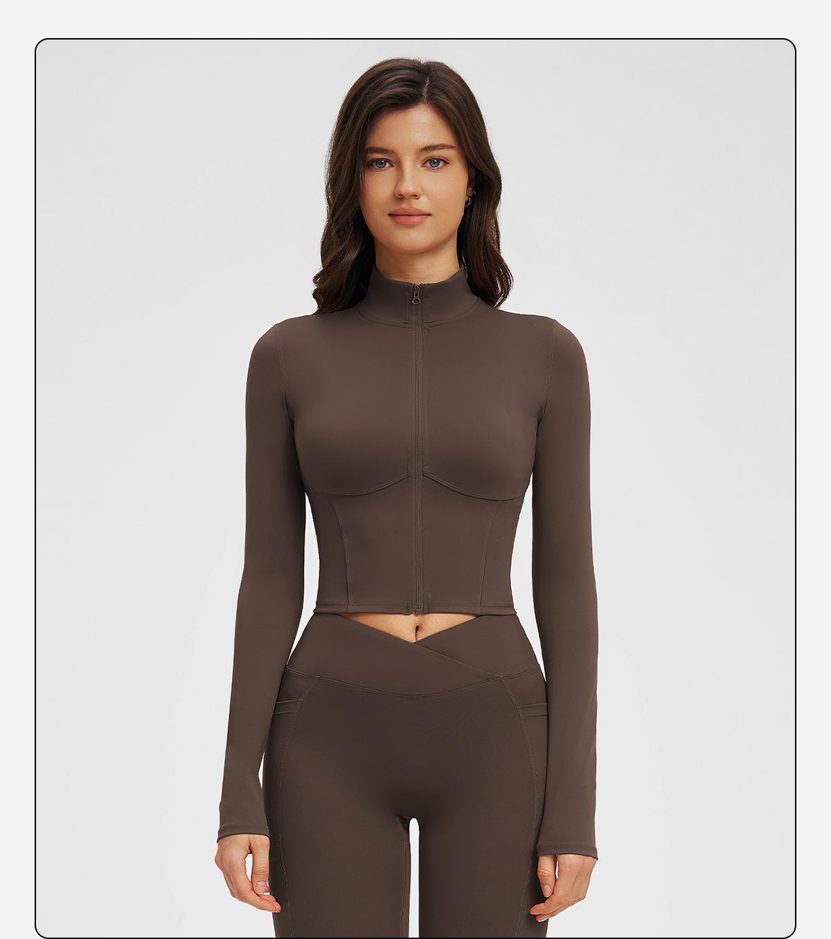 MFVIM Autumn Winter Stand Collar Jacket Zipper Windproof Versatile Warm Top Fitness Running Fleece Lined Sports Coat Women Workout Clothes