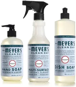 Mrs. Meyers Snow Drop Kitchen Set Dish Soap Hand Soap Multi-Surface Cleaner 3 CT