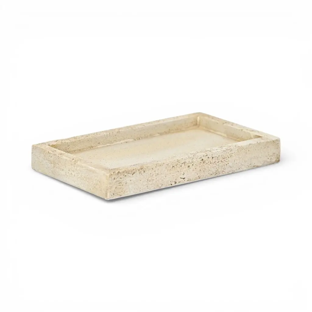 Cheungs 6192 Avice Unisex Minimalist Beige Stone-Style MGO Decorative Rectangle Organiser Tray - 9.75in Size, 5.75in Height, Kitchenware & Tableware Storage Solution, 5.75 Inches Height