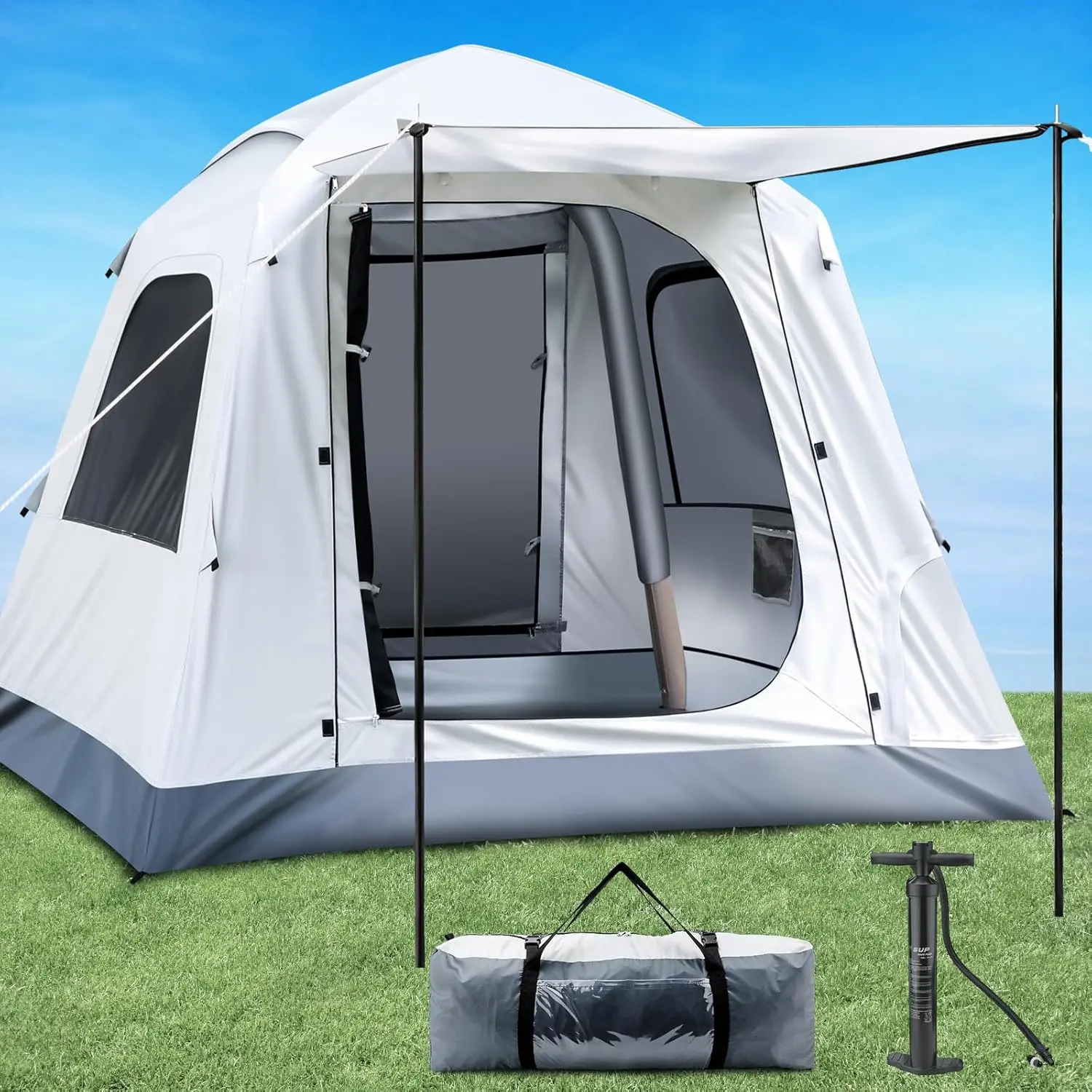 Manual outdoor camping tent- Inflatable Tents for Camping 2-3 Person, Easy Set Up Camping Tent with Manual Pump, Waterproof Tent for Family Outdoor,Outdoor Mountaineering Tent,Big Tents for Outdoor Camping Hiking and Backpacking outdoorfun | backtoschool