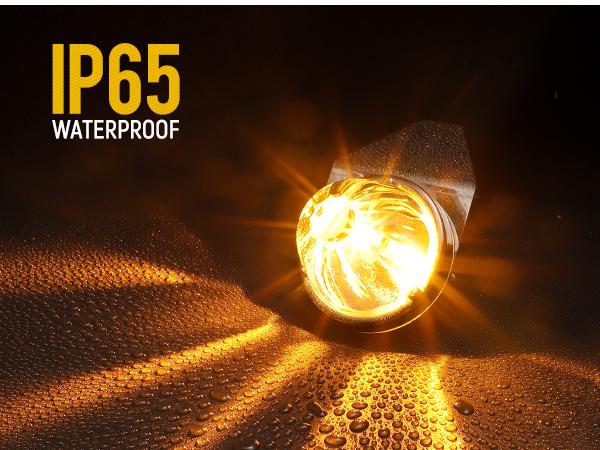 Partsam 2Pcs Amber Glass Lens Watermelon Lights with Stainless Steel Bracket, Amber LED Watermelon Mirror Turn Signal Lights Replacement for Kenworth Peterbilt Freightliner