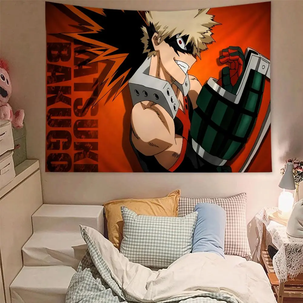 Anime My Hero Academia Bakugou Katsuki Polyester Imitation Linen Wall Tapestry - Decorative Home Textile, Wall Hanging Home Decor, Hand Washable for Household Use (summerwins)