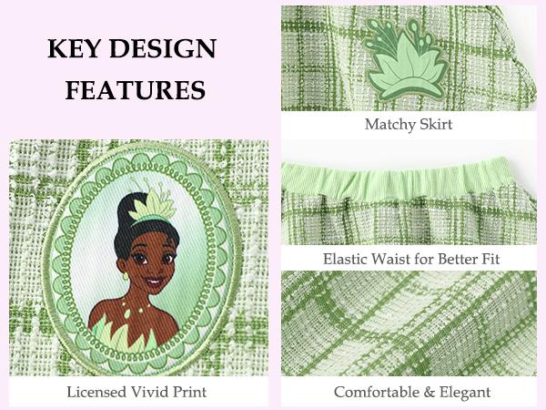 Disney Frozen Elsa Stitch Moana Minnie Toddler Girls 2 Piece Set Pearl Buttoned Knit Top Tweed Skirt Outfit for Kids Aged 2-7