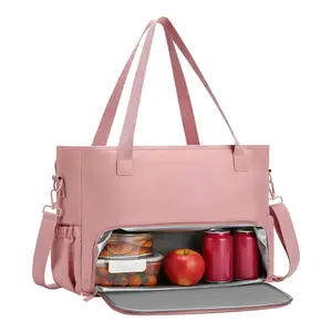 Garvee Work Bag for Women with Insulated Lunch Compartment, Premium Polyester Work Bag for Teachers, Nurses, Business, Travel, and Daily Use, Pink