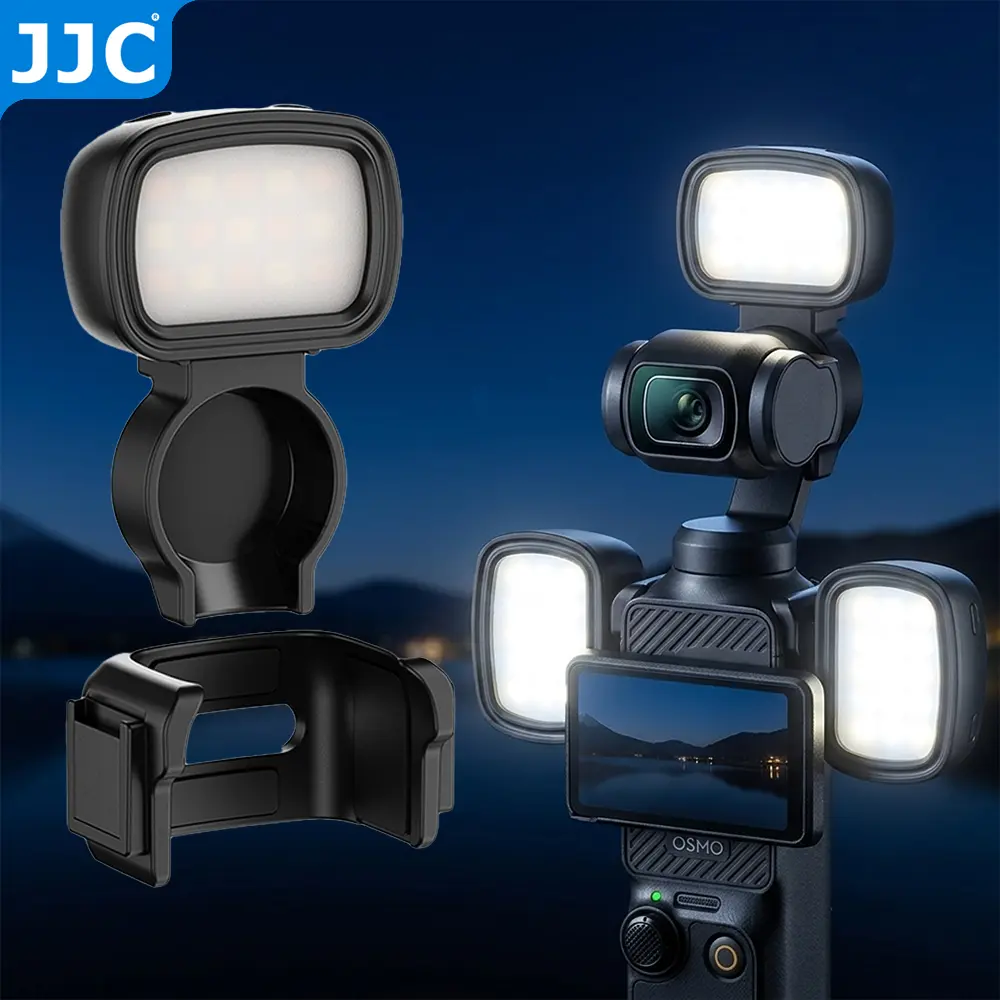 JJC Mini LED Soft Fill Light for Xtra Muse Osmo Pocket 3 Auxiliary Light Built-in Battery 3-Step Ajustable Temperature Brightness with Magnetic Mount Won't interfere Gimbal for Night Selfie Vlogging