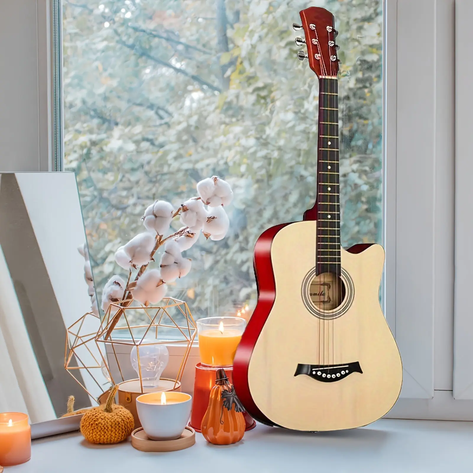 37.8-inch Birchwood Acoustic Guitar for Beginners - Full-size Wooden Tone Acoustic Guitar with Birchwood Body, Ideal for Practice and Performance