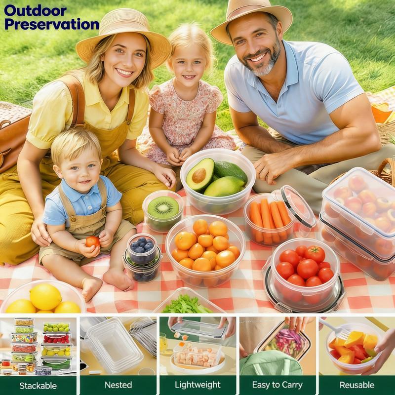 40/42/50/52 pcs Large Airtight Food Storage Containers & lids Reusable Leak-Proof Stackable BPA-Free Snacbox Containers, Kitchen, Utensils