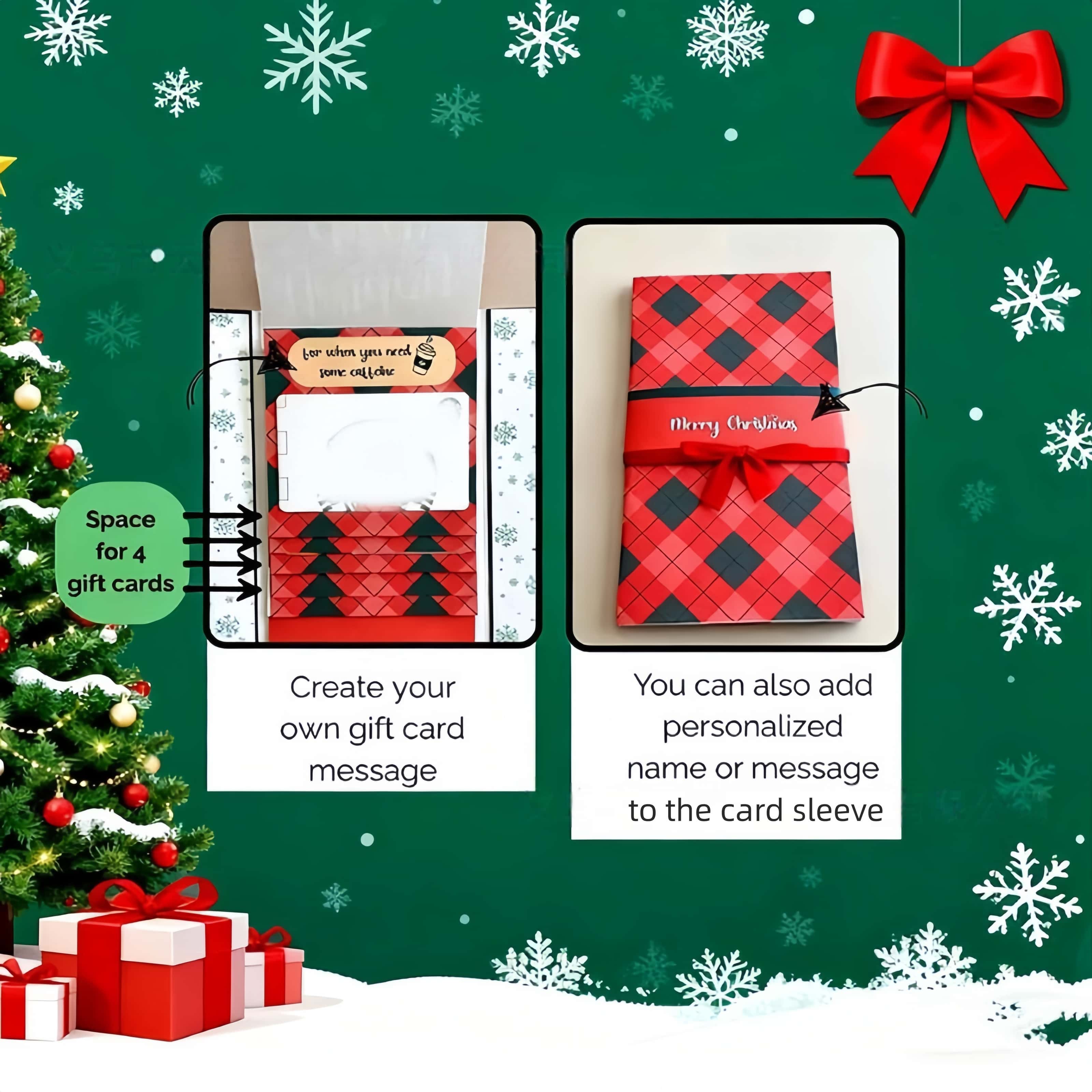 Handmade Waterfall Christmas Gift Card Booklet,Christmas Card Album - Gift Card Holder, Perfect Christmas Gift for Family & Friends, Flip Rotating Card Album, Suitable for Parties & Gatherings-MM