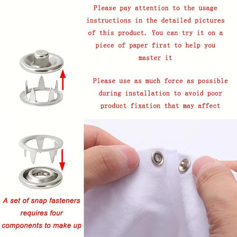 Sewing Button Set, 1 Set Sewing Button with Manual Pressure Pliers & Clear Storage Box, Metal Sewing Buttons for DIY Crafts, Clothes Hat Bag, Seam Supplies