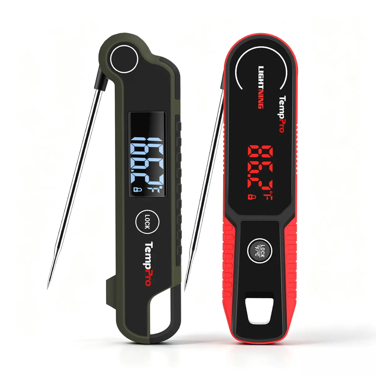 TempPro 2-Pack Digital Kitchen Meat Thermometer with Red LED Display, Dual Probes for Precise Cooking (TP620W+TP622W), Utensils