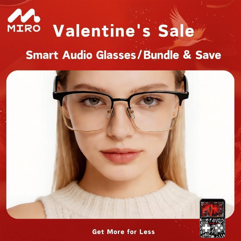[Bundle & Save] MIRO W5 Smart Audio Glasses – 10-Hour Battery, Blue Light Filter, Stereo Audio – Wireless Wearable Headphones for Meetings, Work, Travel & Daily Entertainment, Ideal Gift for Professionals & Tech Lovers