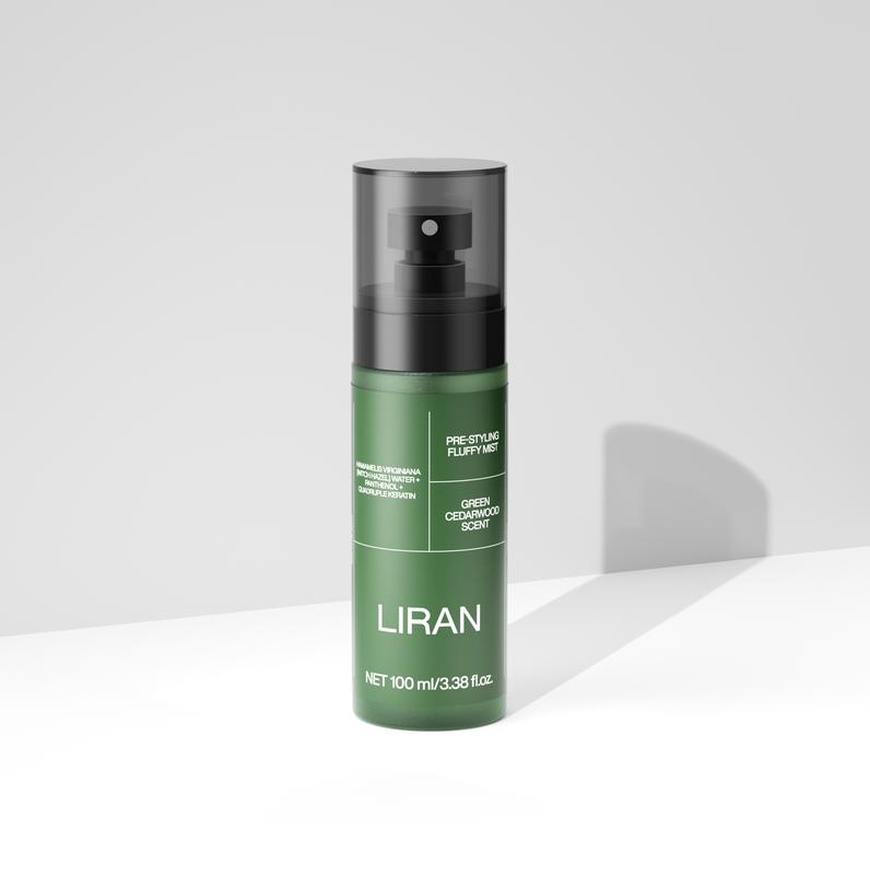 LIRAN Volumizing Prep Spray for Men No Rinse Texturizing Spray with Matte Finish All Day Hold Gel Based Sea Salt Spray for High Volume Haircare 100 ml Green Cedarwood Scent