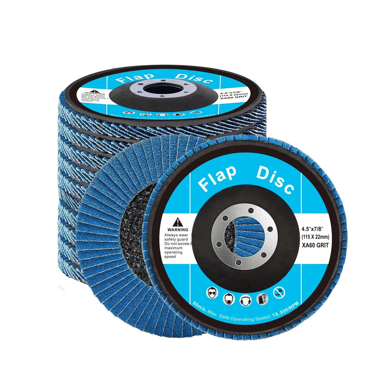 【Summerfinds】VEVOR Flap Discs 60 Grit, 4-1/2" x 7/8" Flap Discs for Angle Grinder, Type 29 Zirconia Flap Sanding Disc, Bevel Type Abrasive Grinding Wheels for Deburring, Rust Removal, Sanding, Finishing (10 Pack)
