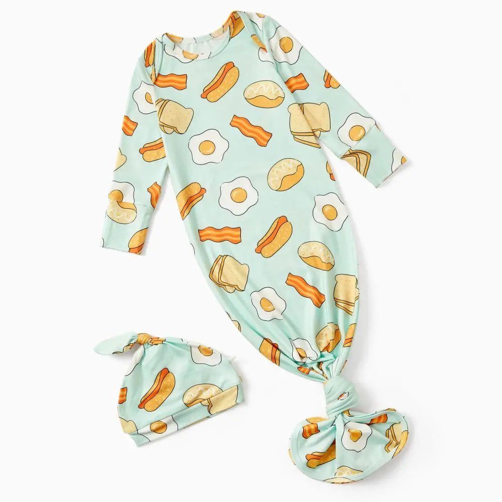 PatPat Baby Sleeper Gown with Viscose for Newborn Girls Boys Knotted Nightgown with Mittens for Infant Home Coming