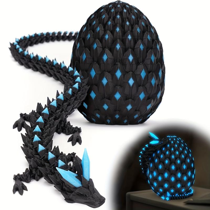 1set 3D Printed Dragon with Eggs Mystery Dragon Egg Glow in The Dark 3D Print Dinosaur Eggs for Home Decor Funny Gift Staute