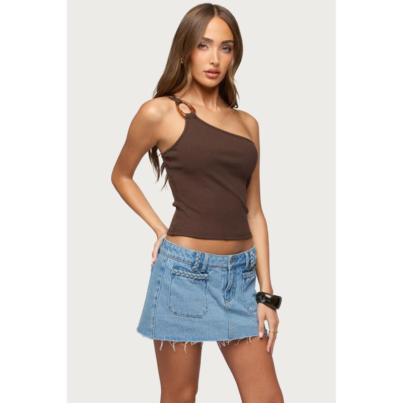 Calista Ribbed One Shoulder Top