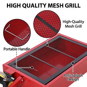 【GARVEE】20 Gallon Low Profile Oil Drain Pan with 12V Electric Pump, 8FT Hose, Foldable Handle, and Wheels - Portable 76L Capacity Oil Drain Tank for Cars, SUVs, and Trucks