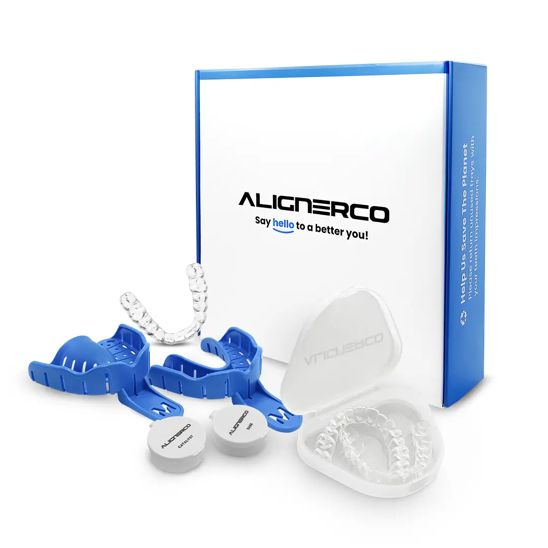 ALIGNERCO Clear Aligners for Straight Teeth at Home - 22 Hours Wear, 4-6 Months Treatment, Free Whitening Kit & Retainers, Oral Care Solution