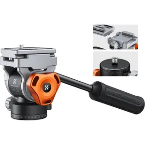 K&F CONCEPT FH-03 Fluid Head Tripod Stand Accessory - Silky-Smooth Pan-and-Tilt Handle, Arca Swiss-Compatible Mount, 11lb/5kg Max Load FH-03 Base