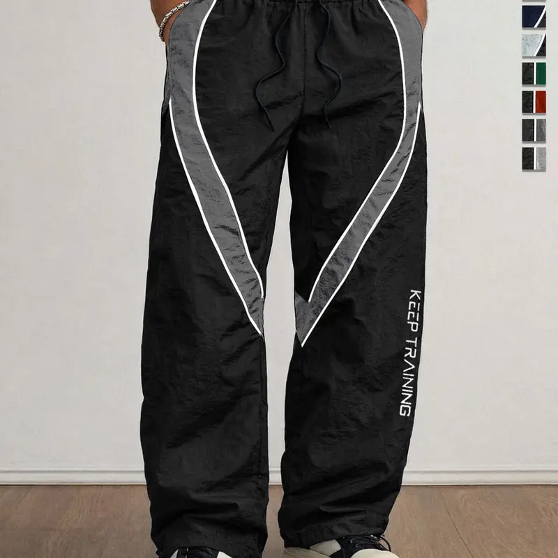 Uni-sex Striped Print Side Strap Design Waist Athletic Pants Comfortable Casual Long Trousers for Everyday Wear All-season Breathable Activewear Sports Jogger Sweatpants Sports Bottoms