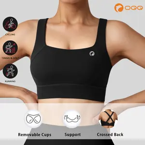 OQQ Women's Cross Back Sports Bra with Removable Cups for Running Cycling & Training Supportive Workout Bra