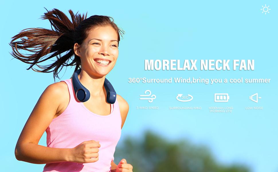 Neck Fan, USB Rechargeable Personal Fan, 3 Speeds Adjustable Powerful Strong Wind 360° Cooling, Quiet, No Blade Design, No Hair Twisting, Summer Gifts