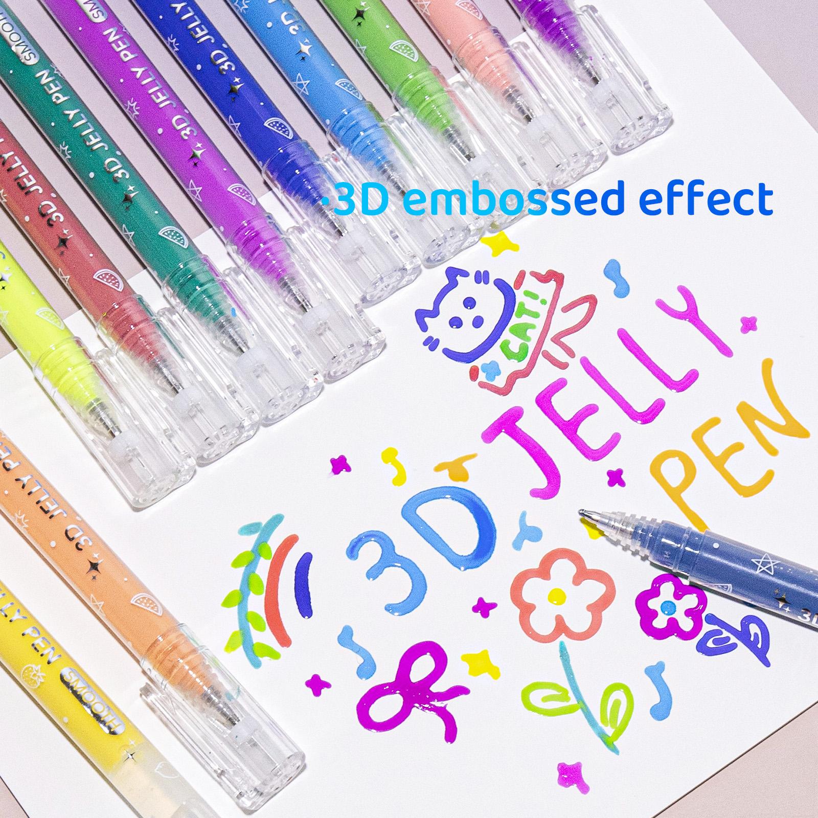 3D Jelly Pen Set, 36 Colors of Glossy Jelly-Effect 3D Gel Pens, Assorted Colors Gel Ink Pens for Painting, Drawing and DIY Coloring, Crafts, Scrapbooking, Bullet Journal, Card Making, Photo Album, Drawing, Writing